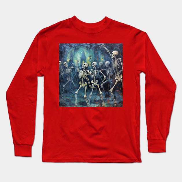 Skeleton Dance: Cemetary Disco Long Sleeve T-Shirt by EpicFoxArt